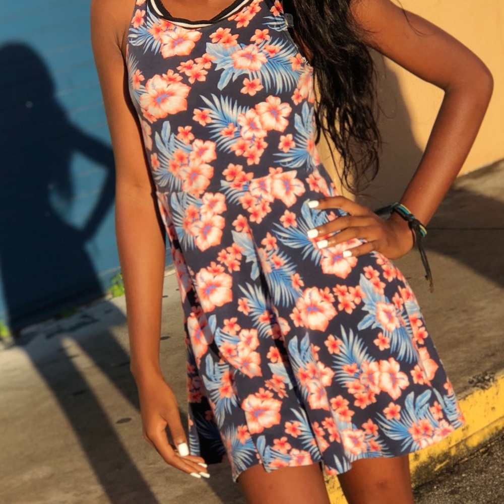 Hawaiian Flower Print Dress